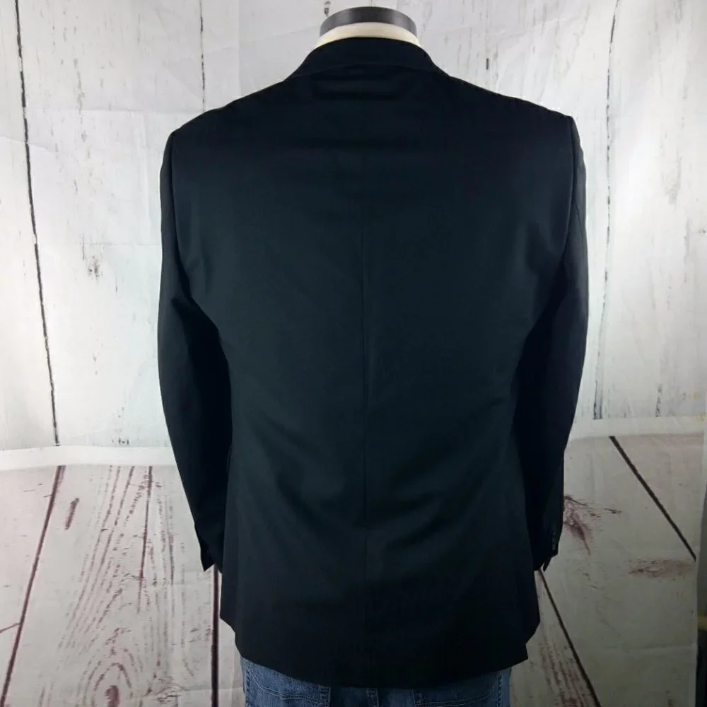 Murano Size L 2 Button Surgeon Cuff Black Suit Blazer Sport Coat